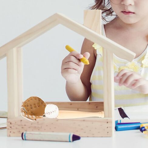 Garneck 2 مجموعات مصغرة Batball Bat and Glove Kit: Dollhouse Decorations Associory Simulation Tiny Baseball Cake Topper - Kids Birthday Party Favors Props Props in Saudi Arabia