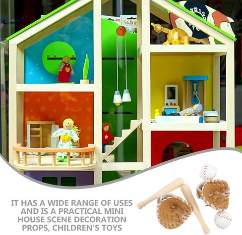 Garneck 2 مجموعات مصغرة Batball Bat and Glove Kit: Dollhouse Decorations Associory Simulation Tiny Baseball Cake Topper - Kids Birthday Party Favors Props Props in Saudi Arabia