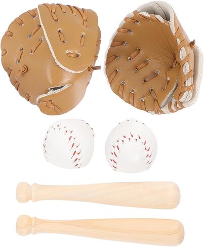 Garneck 2 مجموعات مصغرة Batball Bat and Glove Kit: Dollhouse Decorations Associory Simulation Tiny Baseball Cake Topper - Kids Birthday Party Favors Props Props in Saudi Arabia