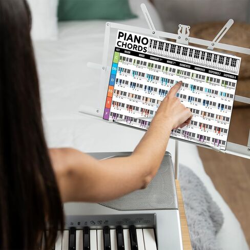 Piano Chords Chart Poster 2 Side Laminated 8x11 Unframed, Commonly Piano Chords Print, Essential Accessories, Cheat Sheet Notes Poster For Beginner, Back to School in Saudi Arabia