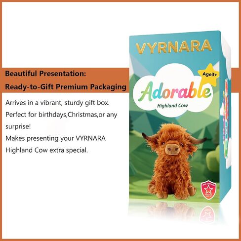 Highland Cow Stuffed Animal Toy, Cute Fluffy Highland Cow Plush Farm Cow Plushies Decor Gifts for Kids (Brown) in Saudi Arabia