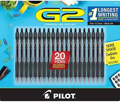 PILOT G2 Retractable Gel Pen, Fine Point 0.7mm, Black Ink, 20 ct in Saudi Arabia