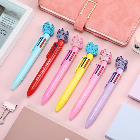 36 Pcs Axolotl Party Favors Ballpoint Pens Bulk 6 in 1 Multicolor Retractable Axolotl Pen School Supplies Goodie Bags Stuffers for Students Birthday Classroom Rewords Christmas in Saudi Arabia