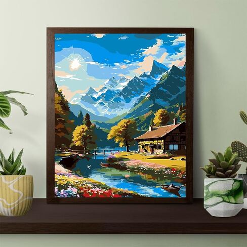 OKSGYTA Small Bridge Over Flowing Water Digital Painting for Adults, 40x50 Cm Digital Painting for Adults, Complete Canvas Kit, Numbered Adult Coloring, Paint by Numbers (Unframed) in Saudi Arabia