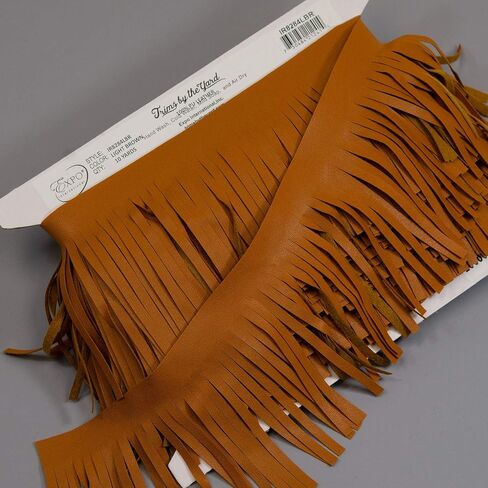 Trims by the Yard 4" Matte Finish Vegan Leather Fringe Trim, Black (5 Yard Cut) in Kuwait