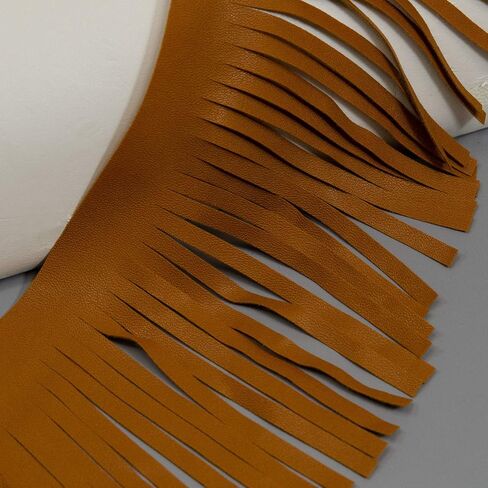 Trims by the Yard 4" Matte Finish Vegan Leather Fringe Trim, Black (5 Yard Cut) in Kuwait