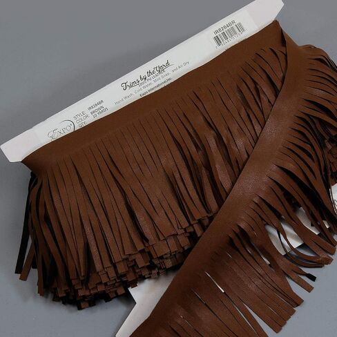 Trims by the Yard 4" Matte Finish Vegan Leather Fringe Trim, Black (5 Yard Cut) in Kuwait