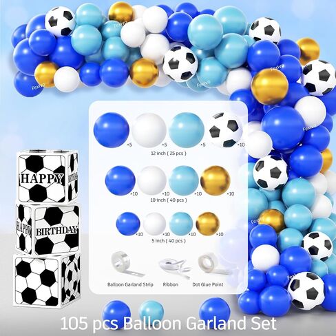 Soccer Birthday Party Decorations, All-in-1 Supplies Pack, Includes Plates and Napkins, Backdrop, Tablecloth, Balloon Kit for Blue Soccer Theme Party Decorations in Saudi Arabia