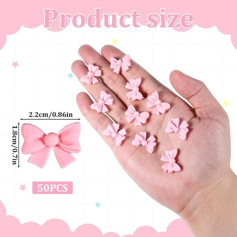 Bewudy 50Pcs Pink Bow Cupcake Toppers, Bowknot Cake Decorations Birthday Decorations for Theme Parties Bridal Engagement Wedding Baby Showers Birthday Party in Saudi Arabia