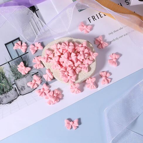 Bewudy 50Pcs Pink Bow Cupcake Toppers, Bowknot Cake Decorations Birthday Decorations for Theme Parties Bridal Engagement Wedding Baby Showers Birthday Party in Saudi Arabia