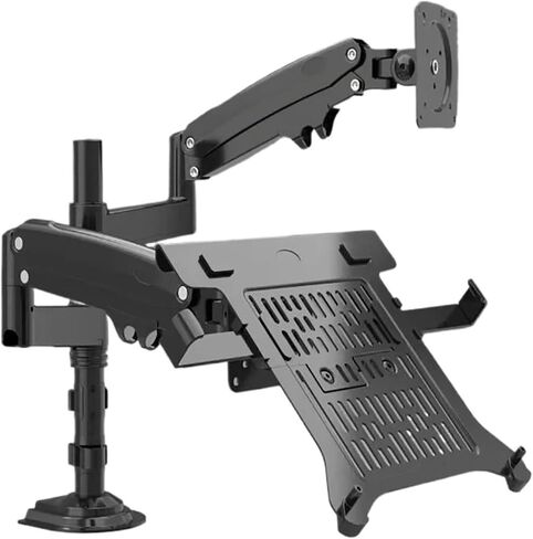 Desktop H180 + FP-2 gas spring arms suitable for 22"-32" monitor stand + 10"-17" laptop stand air pressure mounting bracket load 2-12kg in Saudi Arabia