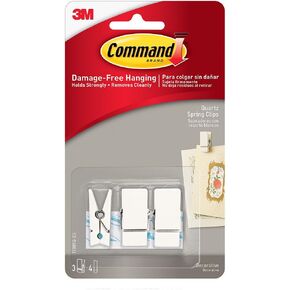 Command Strips 17089Q-ES Small Quartz Spring Clip 3 Clips 4 Strips
