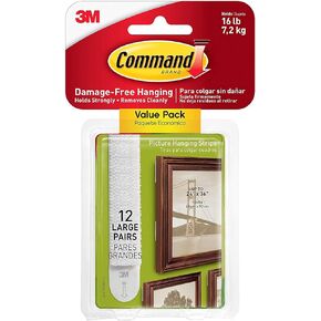 Command Picture & Frame Hanging Strips T9VXM, 12 Pairs