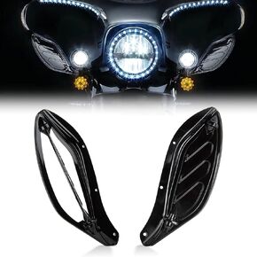 Adjustable Air Deflector, PSLER Side Wing Deflectors Fairing Air Deflector for Touring Street Glide, Electra Glide, Trike, Ultra Classic, CVO 1996-2013, Smoke