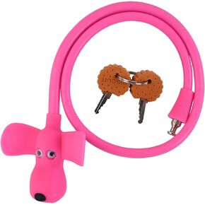Bike Cable Lock,Cable Lock with Keys,Silicone Covered Bike Lock Kids Cable Lock Cartoon Lock,2 Feet Lock for Bike,Door,Skateboard,Helmet and More (Blue, Large)
