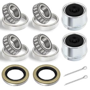 2 Sets 2000-2200lb Trailer Bearing Kit, L44643/L44610 Bearing Kits with 12192TB Grease Seals, 1.98" Dust Caps and Cotter Pins for 1'' Axles Trailer Wheel Hub