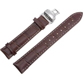 uxcell Multiple Sizes Leather Watch Band Embossed Surface Cowhide Watch Strap with Deployment Buckle for Men and Women