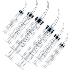 6 قطع 12 سم محقنة لري الأسنان مع طرف منحني، محقنة لري الأسنان متدرجة للاستعمال مرة واحدة للعناية بالأسنان عن طريق الفم، وإزالة أحجار اللوزتين، ومختبر، وإطعام الحيوانات الأليفة الصغيرة (مع القياس) in Kuwait