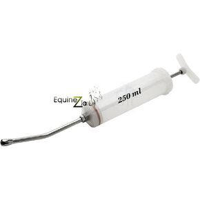 Plastic Dose Syringe 250mL, Stainless Steel Nozzle, Equine, Dental