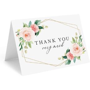 Bliss Collections Thank You Cards with Envelopes, All-Occasion Thank You Cards for Weddings, Bridal Showers, Baby Showers, Birthdays, Parties and Special Events 4"x6", Pack of 25, Modern Calligraphy