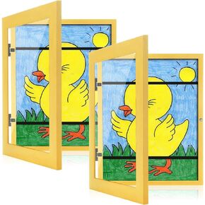 [2-Pack] Kids Art Frames, 11x14 Front Opening Kids Artwork Frames Changeable, White Artwork Display Storage Frame for Wall, Holds 50 Pcs, for 3D Picture, Crafts, Children Drawing, Hanging Art,