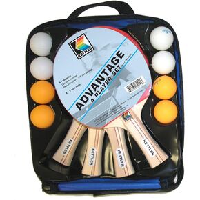 Kettler Advantage Indoor Table Tennis Bundle: 4 Player Set (4 Rackets/Paddles and 8 Balls)