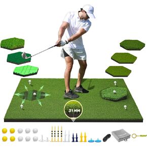 سجادة جولف 8 في 1 - سجادة ضرب جولف متعددة الاستخدامات مقاس 5 × 4 أقدام للتمرين الداخلي/الخارجي - 8 سجادات إدراج - عشب ممتاز مع مقاومة معززة للصدمات - قاعدة مضادة للانزلاق - مثالية للاعبي الجولف من جميع الأعمار in Kuwait
