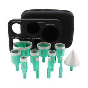 Diamond Core Drill Bits Set - FACHLICH 6/8/10/20/25/28/32/35/45/65MM with 50MM Diamond Beveling Chamfer Diamond Hole Saw Bits for Porcelain Ceramic Tile Granite Marble