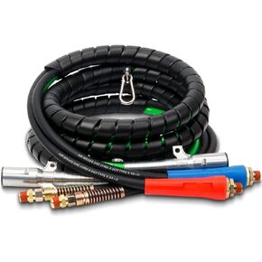 15ft 3 in 1 ABS & Power Air Line Hose with Glad Hands & 4 Glad Hand Seals for Tractor Trailer Semi Truck