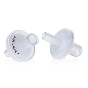 Syringe Filters PTFE Hydrophobic 25mm Diameter 0.45um Pore Size Filtration Non Sterile for Scientic Lab Pack of 20