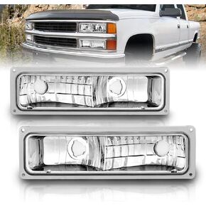 AmeriLite for Chevy GMC C/K Pickup Truck Full-Size Euro Style Crystal Replacement Bumper Pack/Signal Lights Assembly Pair - Passenger and Driver Side