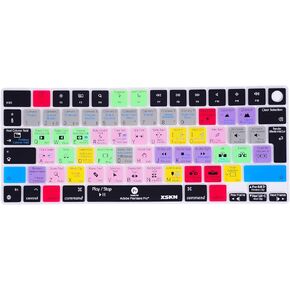 XSKN Languages and Shortcuts Silicone Keyboard Skin Cover for 2021+ M2 Chip MacBook Air 13.6" 15.3" with Touch ID for MacBook Pro 14.2" 16.2" with Touch ID (Russian Black, EU Layout)