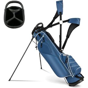 Golf Stand Bag, Portable Golf Clubs Bag w/4 Way Dividers, 4 Pockets, Adjustable Shoulder Straps, Pencil Golf Bag w/ 2 Non-slip Stand, Lightweight Golf Bag for Men Women
