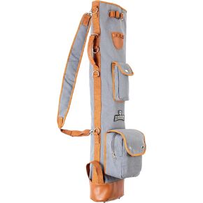 Sunday Golf Bag for Men and Women - Vintage Canvas and Leather Stores Balls, Tees, and Clubs – 2 Zippered Pockets, Name Tag ID and Leather Tee Holder - Lightweight and Elegant Golf Carry Bag