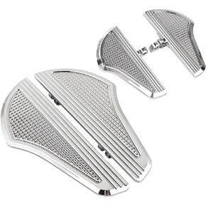 CNC Defiance Rider Floorboards Footboard For Harley Touring Road Glide Street Glide Electra Glide FLHX FLHR FLHT 1986-UP, Chrome