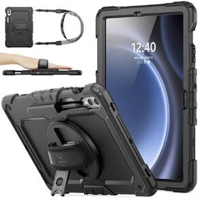 SEYMAC stock for Samsung Galaxy Tab S9 FE+ Plus 5G Tablet Case 12.4'' 2023 with Screen Protector Pencil Holder [360 Rotating Hand Strap] &Stand, Drop-Proof Case for Galaxy Tab S9 FE+ 12.4'', Black1