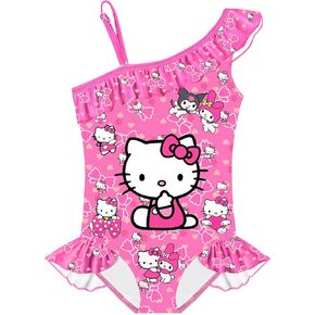 ملابس سباحة للفتيات الصغيرات على شكل قطة كرتونية للأميرة قطعة واحدة بدلة استحمام للأطفال مكشكشة هدية للصيف والشاطئ in Kuwait