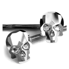 Crystal Skull Bobby Pins in Metallic Chrome Color, Set of 2, Gothic Halloween Hair Jewelry