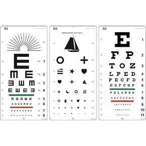 Snellen EFP, Kindergarten, E Illiterate with Astigmatic Chart Distance Vision Eye Chart (Pack of 3 Charts)