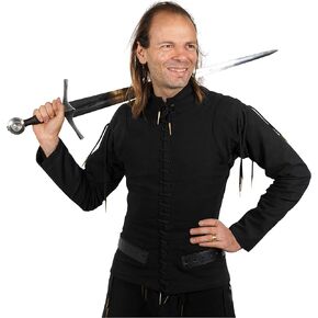Mythrojan Late Medieval Padded Arming Doublet Gambeson with Brass Aiglets, Ideal for Knightly Medieval Reenactment LARP