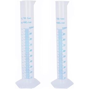 2pcs 100ml Plastic Graduated Cylinder Transparent Measuring Cylinder Set Measuring Test Tube Clear Graduated Cylinder with Double Sided Markings