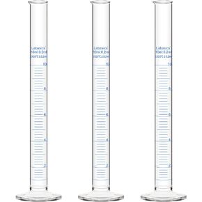 3-Pack Borosilicate Glass 50 ml Heavy Wall Graduated Cylinder Measuring Cylinder