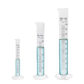 6 Pcs Economic Graduated Measuring Cylinder, 6pcs of Vol.25ml, PP material, with Blue Printed Graduation,MCP25A6