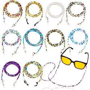 12PCS Boho Glasses Strap for Women,Colored Beaded Eye Glasses Chains,Women Face Mask Lanyard Anti-lost,Eye Glasses Holders Around Neck Handmade Chain For Women Men Kids Eyeglass Sunglasses