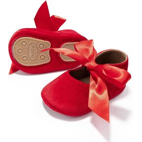 Baby Girls Soft Sole Shoes Infant Mary Jane Flats Bowknot Princess Wedding Dress Shoes Toddler Non-Slip Prewalker