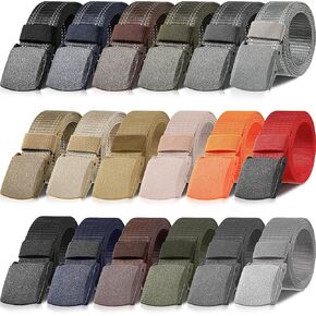 18 Pack Nylon Tactical Belts Breathable Military Duty Belt with Plastic Buckle Webbing Canvas Belts for Men Women Outdoor, Bright Colors, about 120 x 3.8 cm