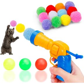 Cat Ball Launcher with Plush Ball Shoot Gun - Interactive Toys for Indoor Cats, Includes 30 Soft Balls (30 Balls)
