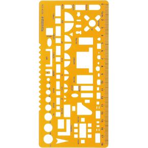 Flowchart Symbol Drafting Template Ruler,Geometric Drawing Template,Plastic Drafting Stencils Measuring Tools for Office and School, Building Formwork, Drawings Drafting(1pcs,No.4351)