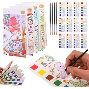4 Pack Paint with Water Coloring Books for Toddlers - Mess Free Pocket Watercolor Painting Book, Arts and Crafts for Ages 4-8 Boys and Girls, Gifts for Birthday, party favors, Travel Activities,Thank You Exchange