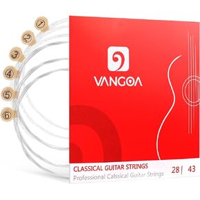 Vangoa Nylon Classical Guitar Strings, Guitar Strings for Classical Guitar - Folk Nylon Guitar Strings for Beginners, Normal Tension – Nylon Core Silver Plated Wrap (6-String set), TC50L